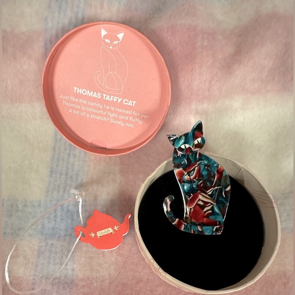 erstwilder Jewelry Erstwilder Thomas Taffy Cat Pin Brooch Poshmark
